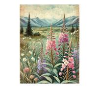 Whispers of Fireweed Undated Weekly Planner: Digital Art | Vintage Fireweed Meadow | Journal or Notebook for School, College, Work or Play | Monthly Reflection Pages