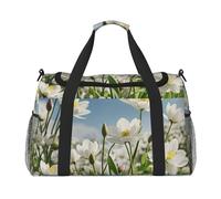 Whispers of Spring Print Travel Duffel Bag for Men & Women, Foldable Travel Bags and Spacious Weekender Tote Bag for Storage Toiletry Luggage Personal Item, Black, L
