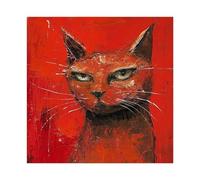 Whispers of The Crimson Feline, A Curious Cat's Bold Journey Canvas Poster Bedroom Decor Landscape Decor Gift 28x28inch(70x70cm)