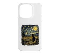 Whispers Of The Night Black Cat Van Gogh Inspired Starry Sky Case for iPhone 14 Pro