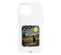 Whispers Of The Night Black Cat Van Gogh Inspired Starry Sky Case for iPhone 15