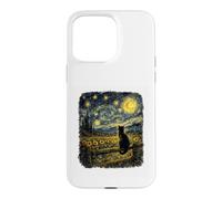 Whispers Of The Night Black Cat Van Gogh Inspired Starry Sky Case for iPhone 15 Pro Max