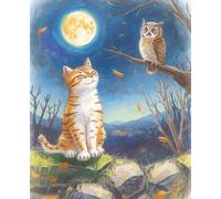 Whispers of the Night Garden. Cat and Owl Notebook: Lined, College-Ruled Journal for Notes, Dreams & Quiet Thoughts