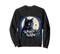 Whispers of Wishes Black Cat with Dandelion under Moon Fanta Sweatshirt