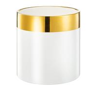 whisprarity Modern Ceramic Kitchen Utensil Holder - White with Gold Rim with Non-Slip Base - Elegant Caddy for Cooking Tools and Serveware