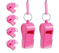 Whistle for Teachers with Lanyard, 4 Pack Pink Whistle and Mouthpiece | Loud 120dB Plastic Whistles for Coaching, Safety, Outdoor