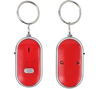 Whistle Key Finder, Beeping Keyfinder fob that makes noise, Voice Control Keychain Key chain Locator for Lost Keys, Smart Item Locator, Anti Lost Alarm LED Sound Keychain With And Flash Light (Red)