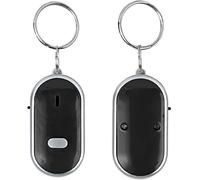 Whistle Key Finder, Beeping Keyfinder fob that makes noise, Voice Control Keychain Key chain Locator for Lost Keys, Smart Item Locator, Anti Lost Alarm LED Sound Keychain With And Flash Light (Black)