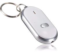 Whistle Key Finder, Beeping Keyfinder fob that makes noise, Voice Control Keychain Key chain Locator for Lost Keys, Smart Item Locator, Anti Lost Alarm LED Sound Keychain With And Flash Light (White)