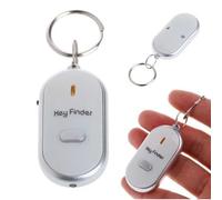 Whistle Key Finder Keyring - Smart Item Finder Locator with Sound and LED Flashlight - Anti-Lost Key Fob Finder for Car Keys, Wallet - Whistle Activation Key Locator Device - Best Gift (White)