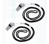 Whistle Metal,2 Pack Whistles Referee Coach Kids Loud Whistle with Black Lanyard 42cm Whistles for Teachers for Sports Basketball Football Pet Dog Training 4.7x2.2CM Stainless Steel