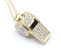 Whistle, Metal Crystal Rhinestone Whistle with Keychain, Bling Whistle, Loud Crisp Sound Whistles for Coach, Referee, Basketball, Lifeguard, Sports Competition, Outdoor(Gold)
