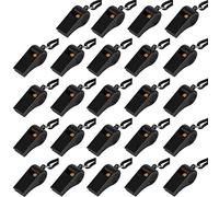 Whistle, Plastic Whistle with Lanyard, Loud Clear Black Whistles Bulk Great for Coaches, Referees, and Officials (24PCS)