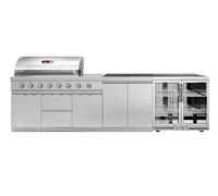 WHISTLER GRILLS Blockley 6-Burner Stainless Steel Kitchen with Double Door Fridge