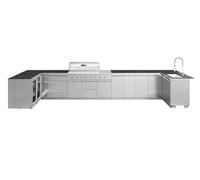 Whistler Grills Malmesbury 6-Burner Stainless Steel Kitchen with Double Door Fridge, Sink and Corner Units