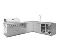 Whistler Grills Marlborough 6-Burner Kitchen With Double Door Fridge, Sink And Corner Unit - Stainless Steel