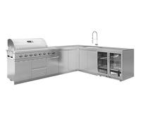 Whistler Grills Marlborough 6-Burner Stainless Steel Kitchen with Double Door Fridge, Sink and Corner Unit