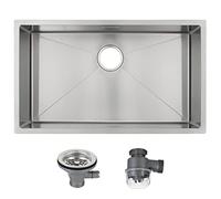 Whistler Kitchen Sink One/Single Deep Bowl Stainless Steel Square Sink with Whole Set Strainer Waste kit- for Both undermount and flushmount Installation - Satin Finish (440 * 440 * 185mm)