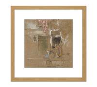 Whistler Note In Pink And Brown Painting 8X8 Inch Square Wooden Framed Wall Art Print Picture with Mount Artery8 Light Oak One Size