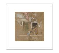 Whistler Note In Pink And Brown Painting 8X8 Inch Square Wooden Framed Wall Art Print Picture with Mount Artery8 White One Size