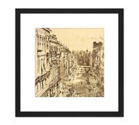 Whistler Saint James's Street London June 1878 Etching 8X8 Inch Square Wooden Framed Wall Art Print Picture with Mount Artery8 Black One Size