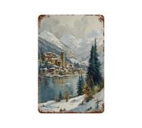 Whistler Ski Canada Poster Vintage Watercolor Metal Tin Sign
