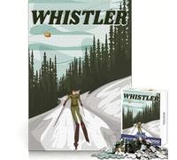 Whistler Ski Poster 1000 Piece Jigsaws for Adults Recall Power Light Enjoyment Precise Edges Meaningful Gift (38x26cm)