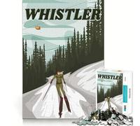 Whistler Ski Poster Puzzle for Adults 1000 Pieces Memory Play Game Firm Fit Secure Assembly Meaningful Connection Building Game (38x52cm)