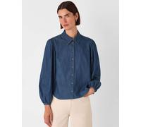 Whistles Chambray Pure Cotton Collared Shirt Denim
