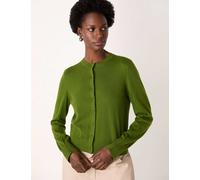 Whistles Cotton Rich Button Front Cardigan Green
