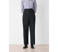 Whistles Cotton Rich Side Pleat Tapered Trousers Black