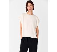 Whistles Crepe Crew Neck Shell Top Ivory