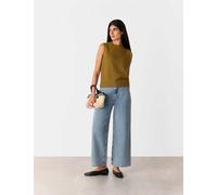 Whistles female Pure Cotton Crew Neck Knitted Vest - Olive, Olive