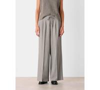 Whistles Herringbone Drawstring Wide Leg Trousers Grey Mix