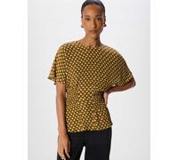 Whistles Ikat Print Shirred Fluted Sleeve Blouse Khaki Mix