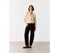 Whistles Pure Cotton Button Front Cropped Cardigan Ivory
