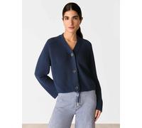 Whistles Pure Cotton Button Front Cropped Cardigan Navy