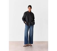 Whistles Pure Cotton Collared Oversized Shirt Black