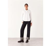 Whistles Pure Cotton Collared Pleated Cuff Shirt White