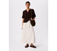Whistles Pure Cotton Open Knit Polo Top Chocolate