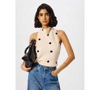 Whistles Satin Polka Dot Halter Neck Tie Detail Blouse Cream Mix
