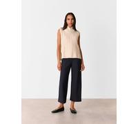 Whistles Side Zip Wide Leg Cropped Trousers Black