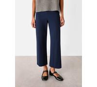 Whistles Side Zip Wide Leg Cropped Trousers Navy
