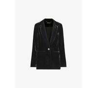 Whistles Womens Black Olivia Notch-lapel Velvet Blazer 16