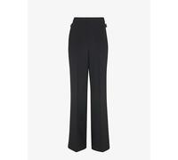 Whistles Womens Black Sienna High-rise Buckle-fastening Stretch Wool-blend Trousers 12