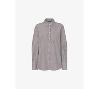 Whistles Womens Black Striped Relaxed-fit Cotton Shirt 8
