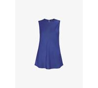 Whistles Womens Blue Clara Longline Round-neck Satin Tank Top 10
