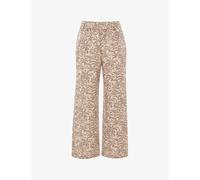 Whistles Womens Cream Palm-print Elasticated-waist Linen-blend Trousers 14