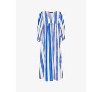 Whistles Womens Gloral Stripe-print Relaxed-fit Cotton and Linen-blend Midi Dress 10