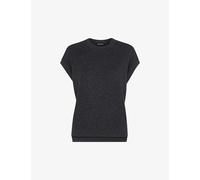 Whistles Womens Grey Melanie Cap-sleeve Relaxed-fit Cotton Tank L
